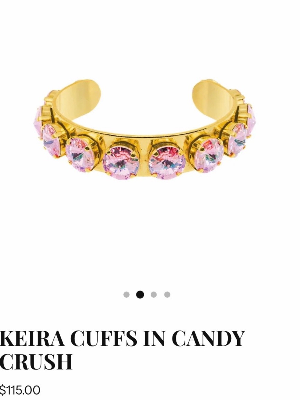 Gold Cuff Bracelet with Pink Crystal Accents